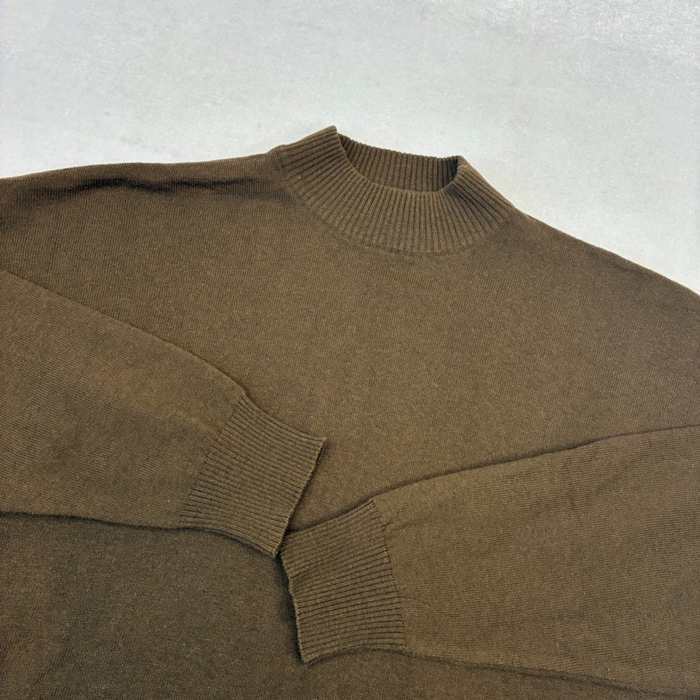 Florence Trico Mock Neck‎ Sweater Mens XL Brown Wool Blend Knit Pullover Vintage